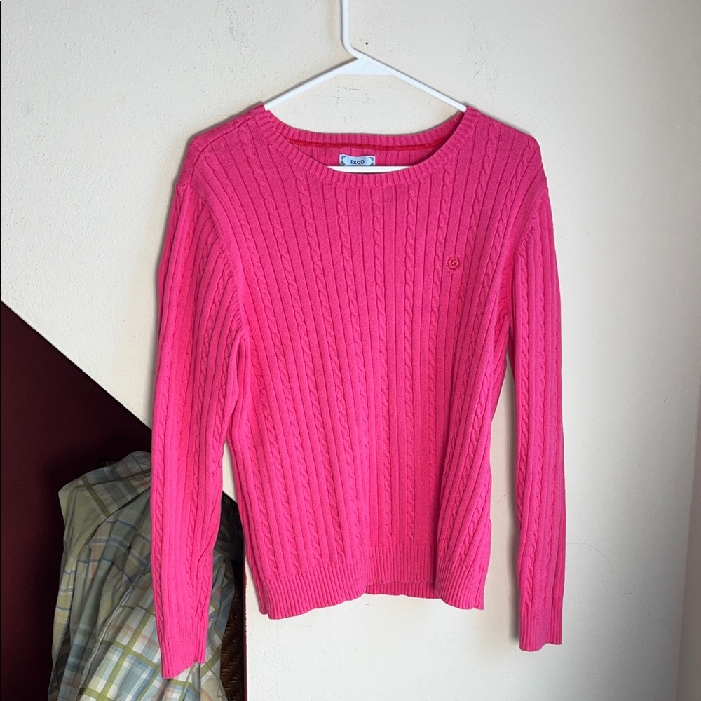 Izod Women's Bright Pink‎ Cable Knit Sweater